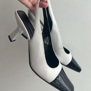 Jennifer Moore Black and White Slingback Heels